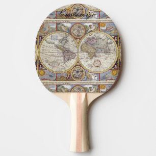 World Traveler Vintage Map Thunder_Cove Ping-Pong Paddle