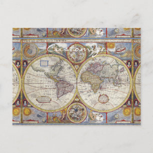 World Traveler Vintage Map Thunder_Cove Postcard