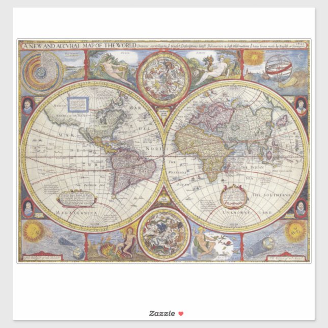 World Traveler Vintage Map Thunder_Cove Sticker (Sheet)