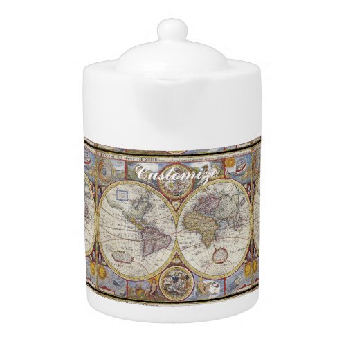 World Traveler Vintage Map Thunder_Cove Teapot