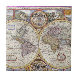 World Traveler Vintage Map Thunder_Cove Tile