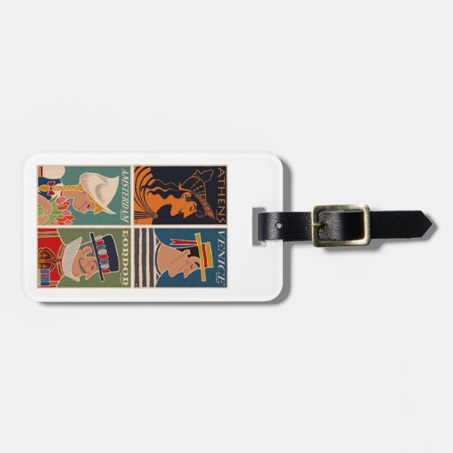 World Traveler, Vintage Postcard Style, Luggage Tag (Front Horizontal)
