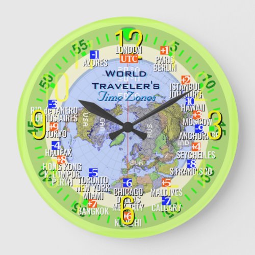 World Travelers Time Zone Business Large Clock