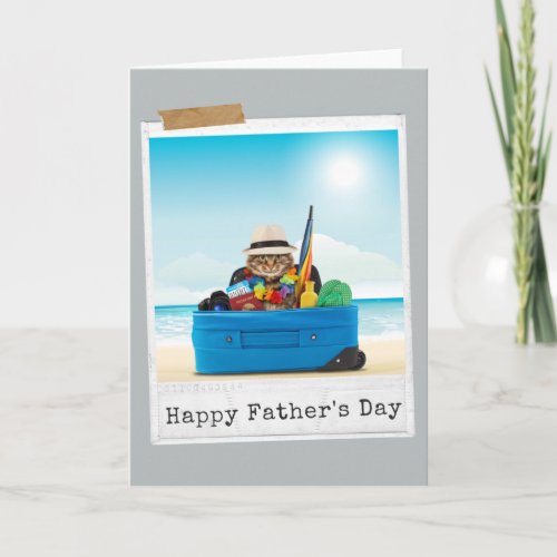 World Traveller Cat Happy Fathers Day Card