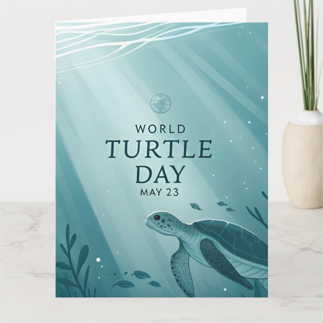 World Turtle Day Underwater Sea Turtle Art Card (Front)