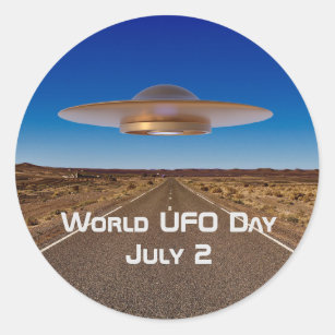 World UFO Day Classic Round Sticker