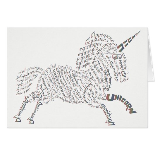World Unicorn Card - Rainbow Letters (Front Horizontal)