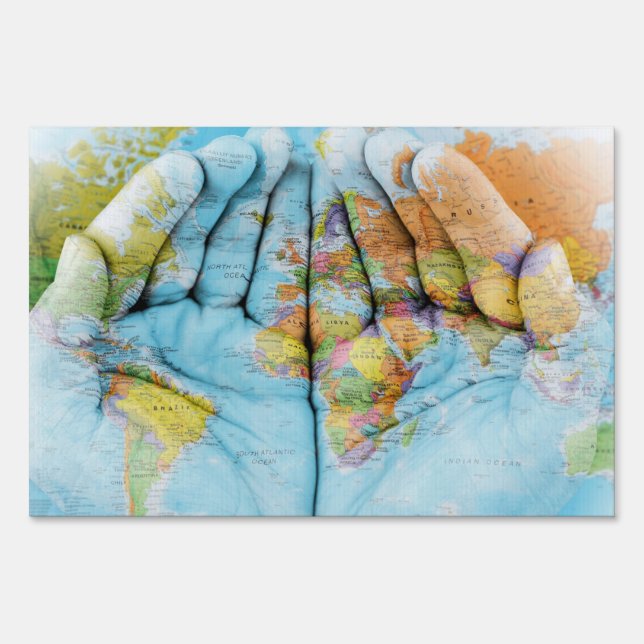 World Unity Yard Flag small Sign (Back)