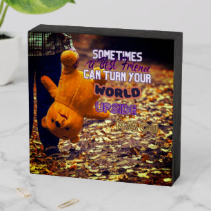 World Upside Down Wood Box Sign