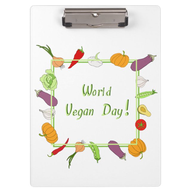 World Vegetarian Day Minimalist Cute     Clipboard (Front)