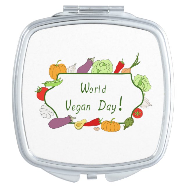 World Vegetarian Day Minimalist Cute     Compact Mirror (Front)