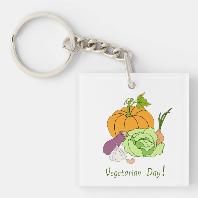 World Vegetarian Day Minimalist Cute  Keychain (Front)