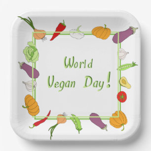 World Vegetarian Day Minimalist Cute Paper Plates