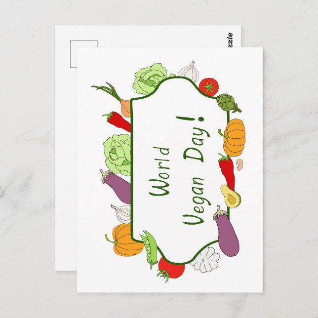 World Vegetarian Day Minimalist Cute    Postcard (Front/Back)