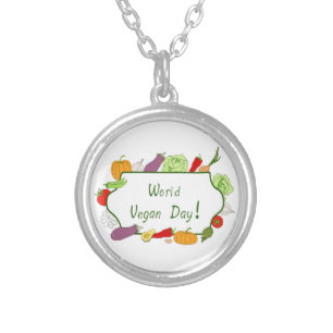 World Vegetarian Day Minimalist Cute     Silver Plated Necklace