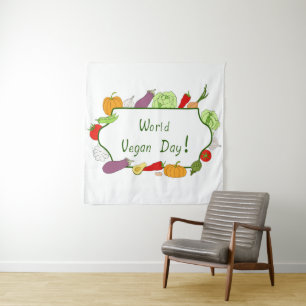 World Vegetarian Day Minimalist Cute Tapestry