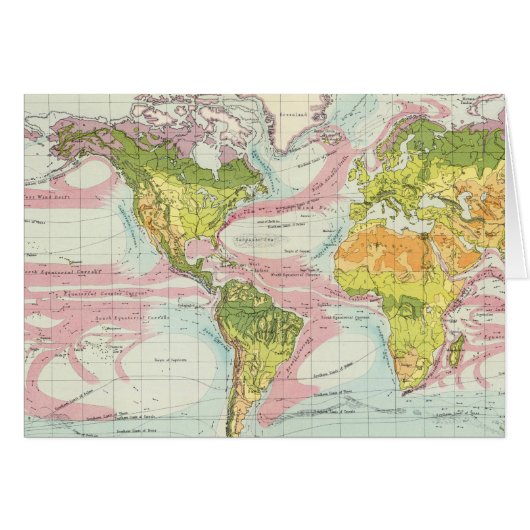 World vegetation & ocean currents Map Cards (Front Horizontal)