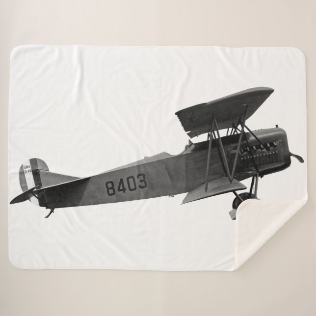 WORLD WAR 1 FORKKER BI-PLANE SHERPA BLANKET (Front (Horizontal))
