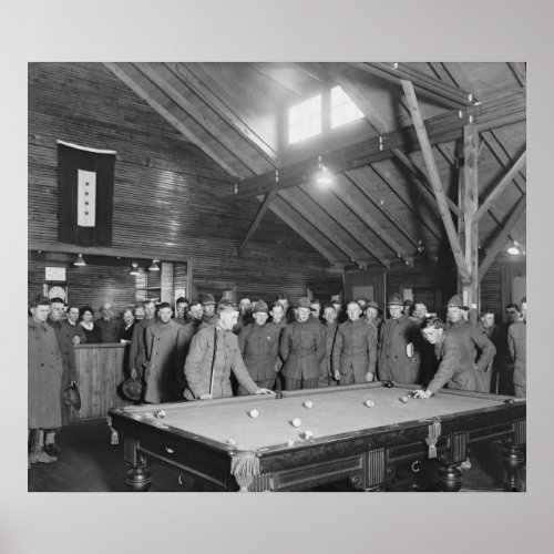 World War 1 YMCA Pool Hall 1910s Poster