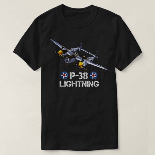 World War 2 American P_38 Lightning Fighter Airpla T_Shirt
