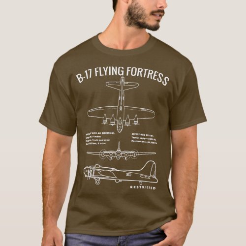 World War 2 B17 Bomber WW2 WarplaneB17 Flying Fort T_Shirt