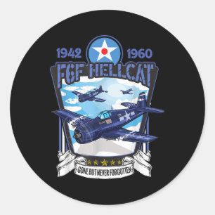 World War 2 F6f Hellcat Fighter Airplane  Classic Round Sticker
