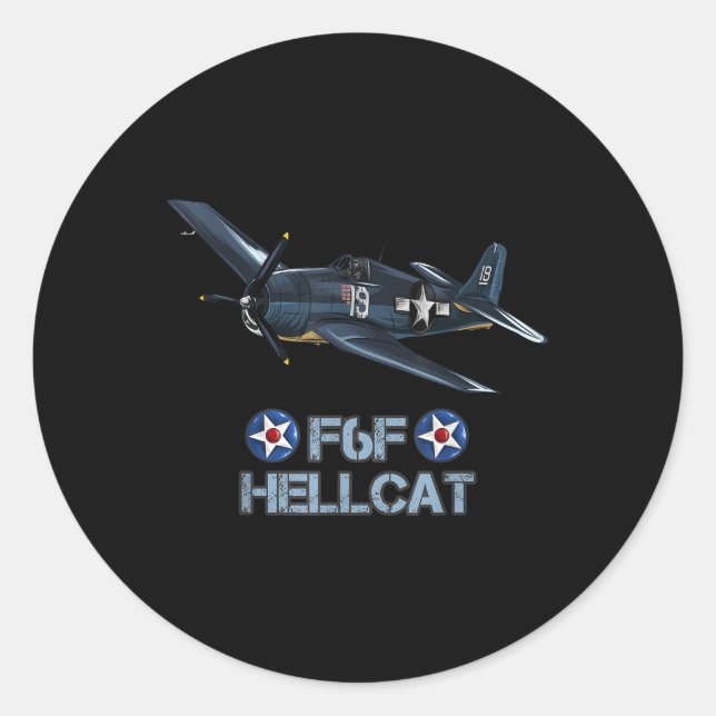World War 2 F6f Hellcat Fighter Airplane  Classic Round Sticker (Front)