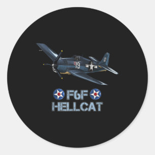 World War 2 F6f Hellcat Fighter Airplane  Classic Round Sticker