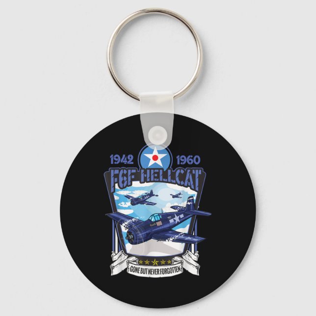 World War 2 F6f Hellcat Fighter Airplane  Keychain (Front)