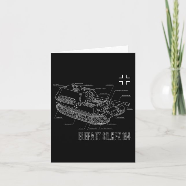 World War 2 German Anti Tank Destroyer Elefant Blu Card (Front)