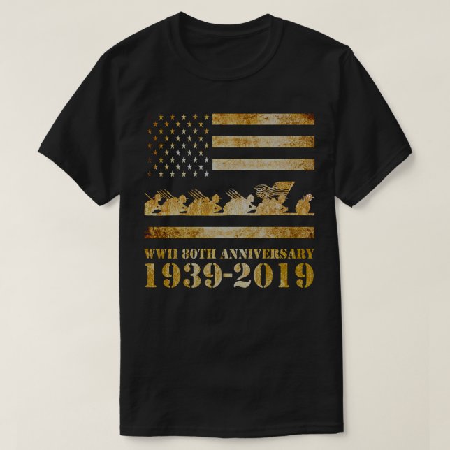 World War 2 II 80th Anniversary Veterans D Day Gif T-Shirt (Design Front)