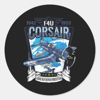 World War 2 Military Fighter Aircraft Wwii F4u Cor Classic Round Sticker