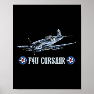 World War 2 Military Fighter Aircraft Wwii F4u Cor Poster