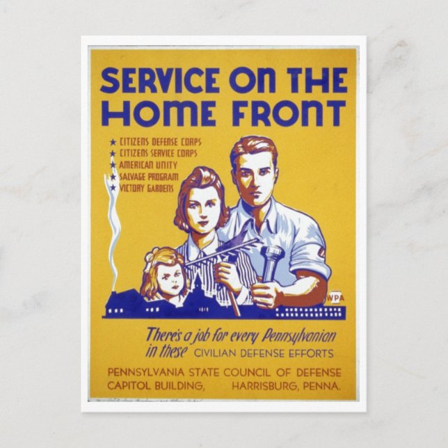 World War 2 Service on the home front Poster Postcard (Front)