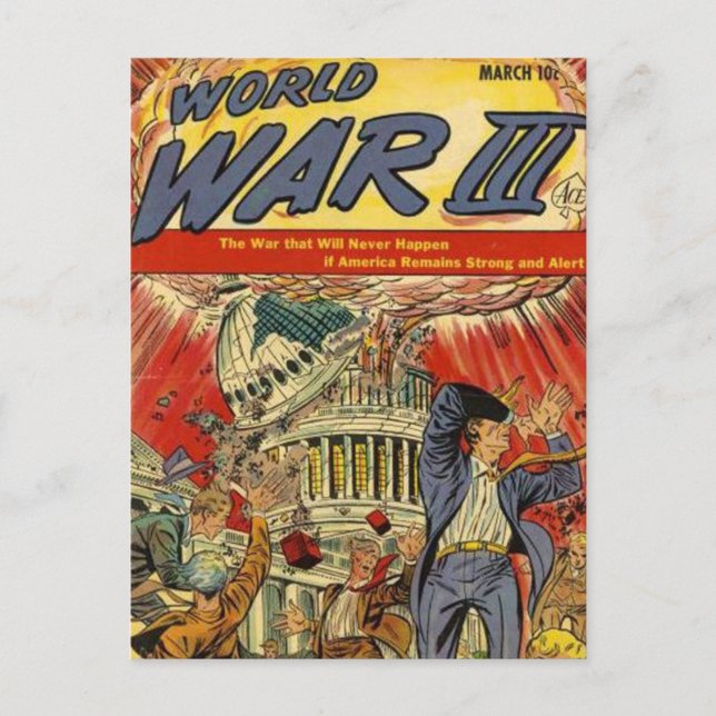 World War 3 Vintage comic book Postcard (Front)