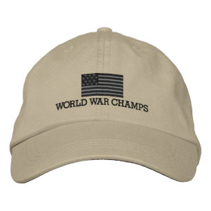 World War Champs - Gray and Black American Flag Embroidered Baseball Hat
