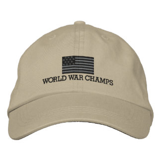 World War Champs - Gray and Black American Flag Embroidered Baseball Hat