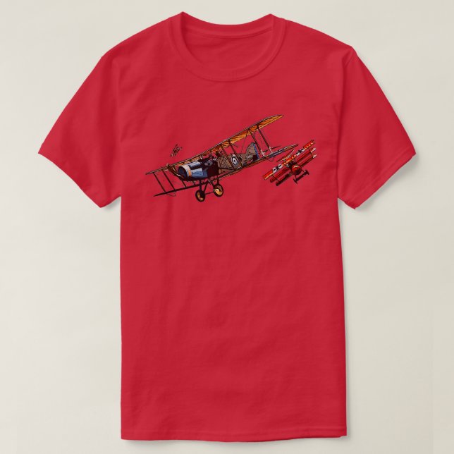 World War I Aerial Combat British German Biplane  T-Shirt (Design Front)