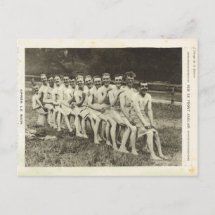 World War I, British soldiers after a bath Postcard
