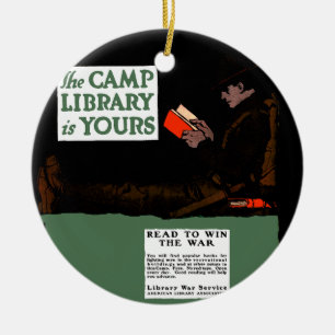 World War I Camp Library 1917 Military  Ceramic Ornament
