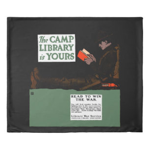 World War I Camp Library 1917 Military Duvet Cover