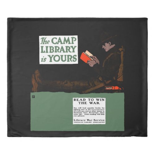 World War I Camp Library 1917 Military  Duvet Cover
