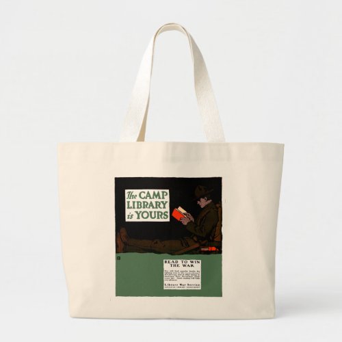World War I Camp Library 1917 Military  Large Tote Bag