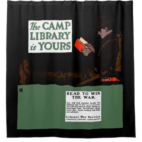 World War I Camp Library 1917 Military  Shower Curtain