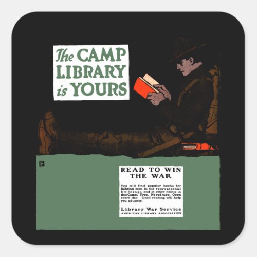 World War I Camp Library 1917 Military  Square Sticker