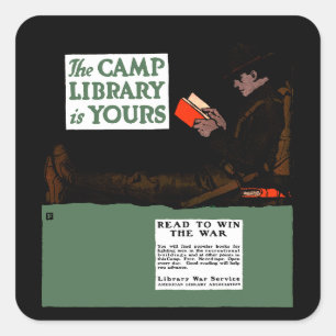 World War I Camp Library 1917 Military  Square Sticker