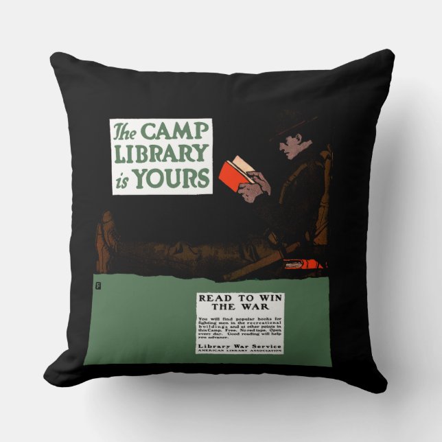 World War I Camp Library 1917 Military  Throw Pillow (Front)