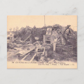 World War I, France, Ruins of a field hospital Postcard