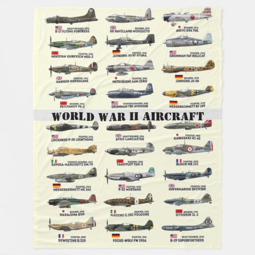 WORLD WAR II AIRCRAFT FLEECE BLANKET