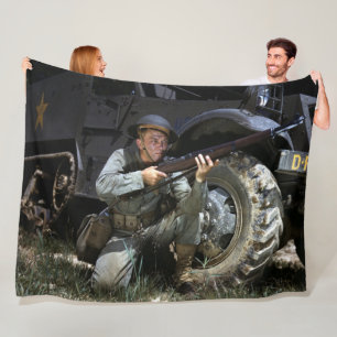 WORLD WAR II AMERICAN SOLDIER FLEECE BLANKET